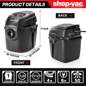 Shop-Vac 1-gallon micro vacuum with hose extended for versatile pickup in tight spaces