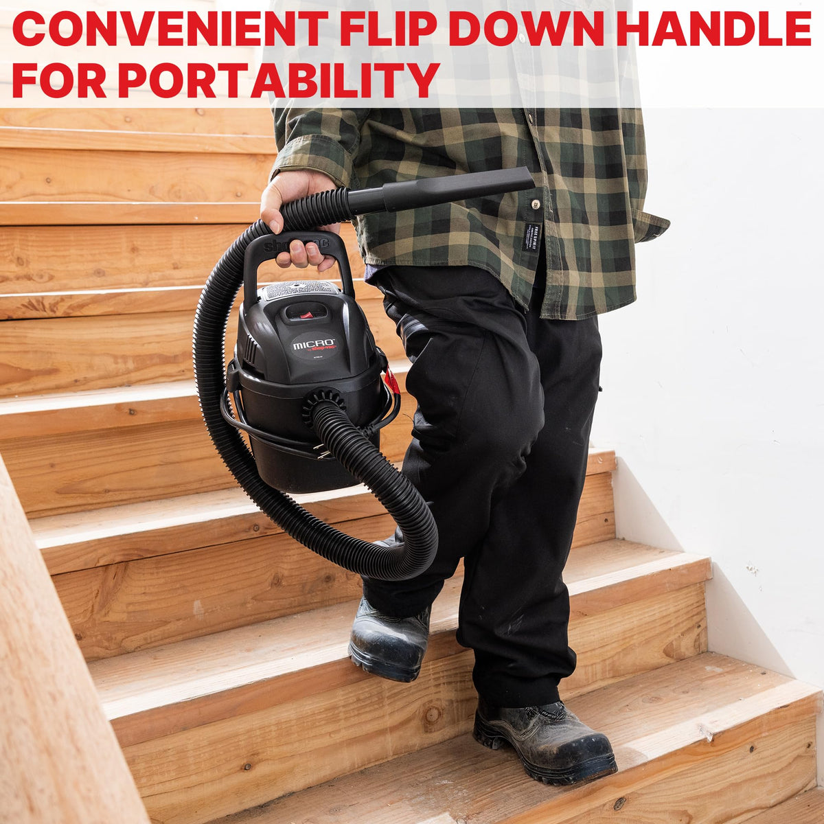 Shop-Vac pickup demonstrations show effective debris collection in garages or vehicles