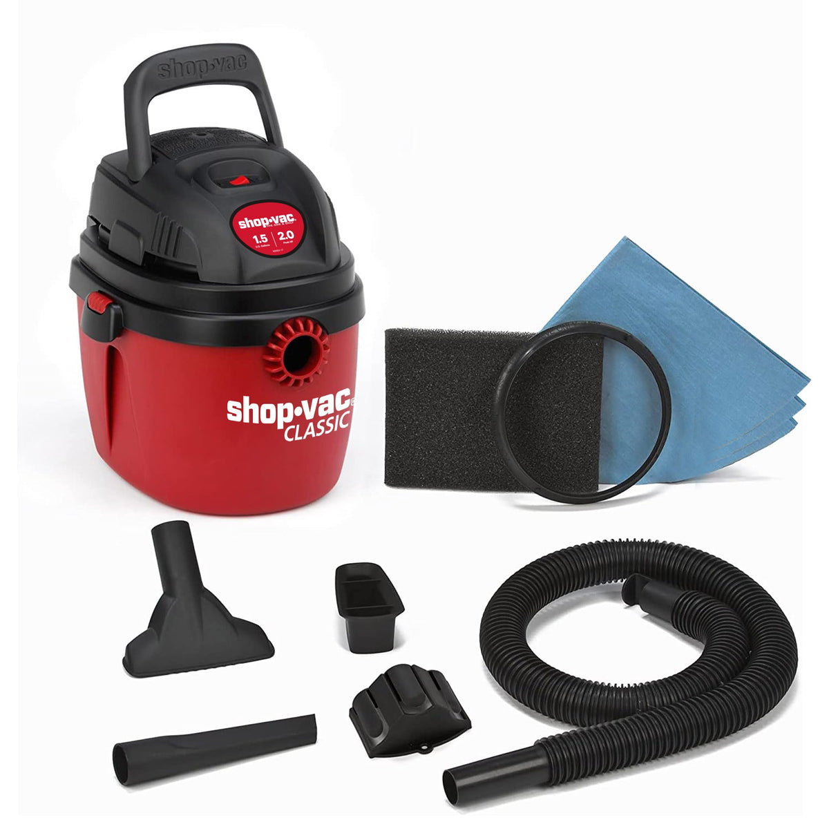 Shop-Vac 2030100 front view showing compact design for easy storage