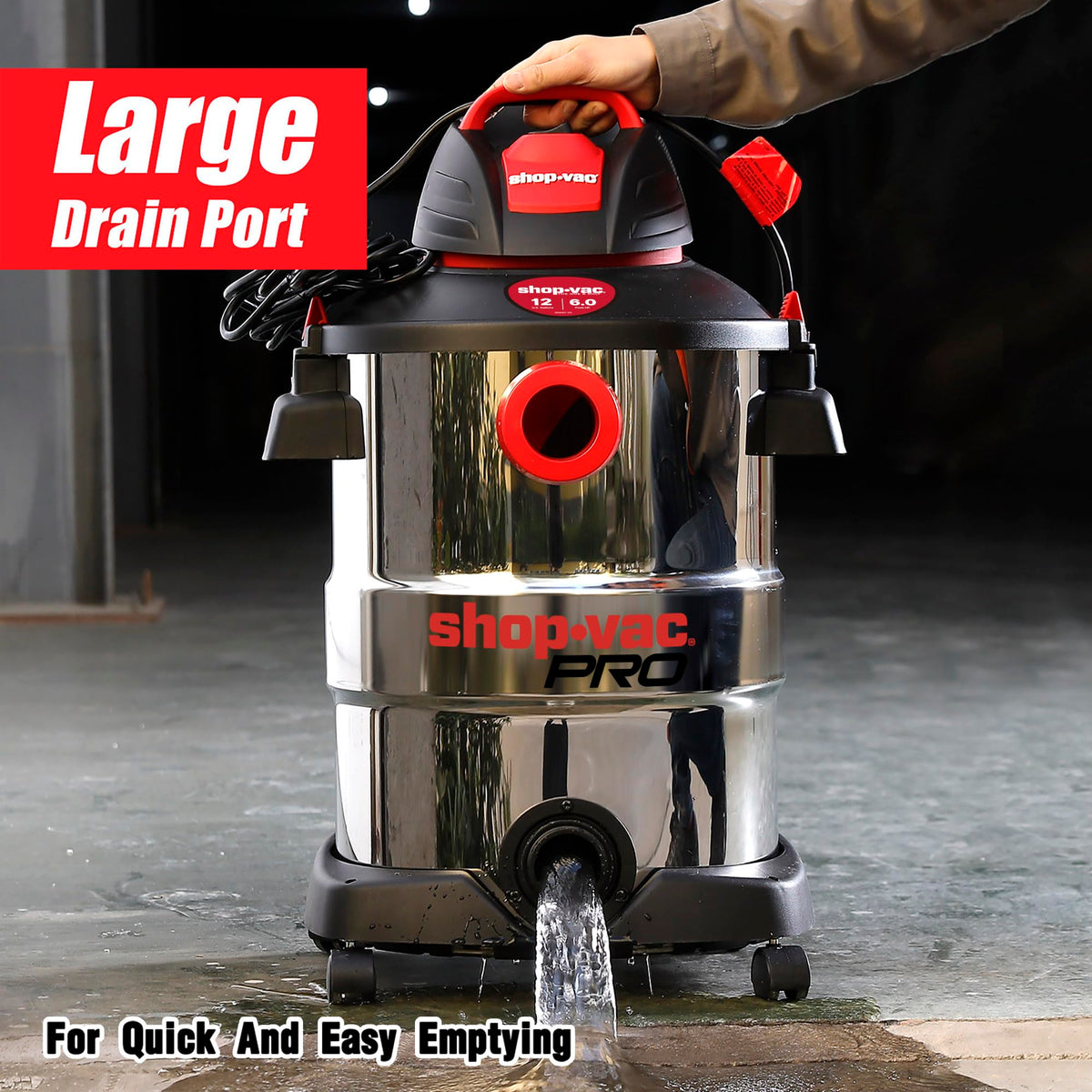 Shop-Vac 3-in-1 function for versatile wet, dry suction and blowing