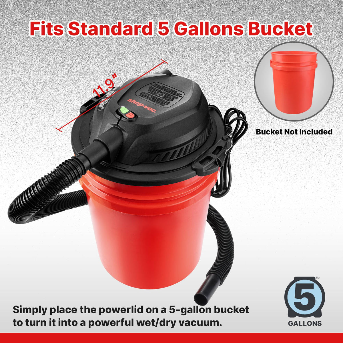 Shop-Vac 4 ft hose extends reach to hard-to-reach areas