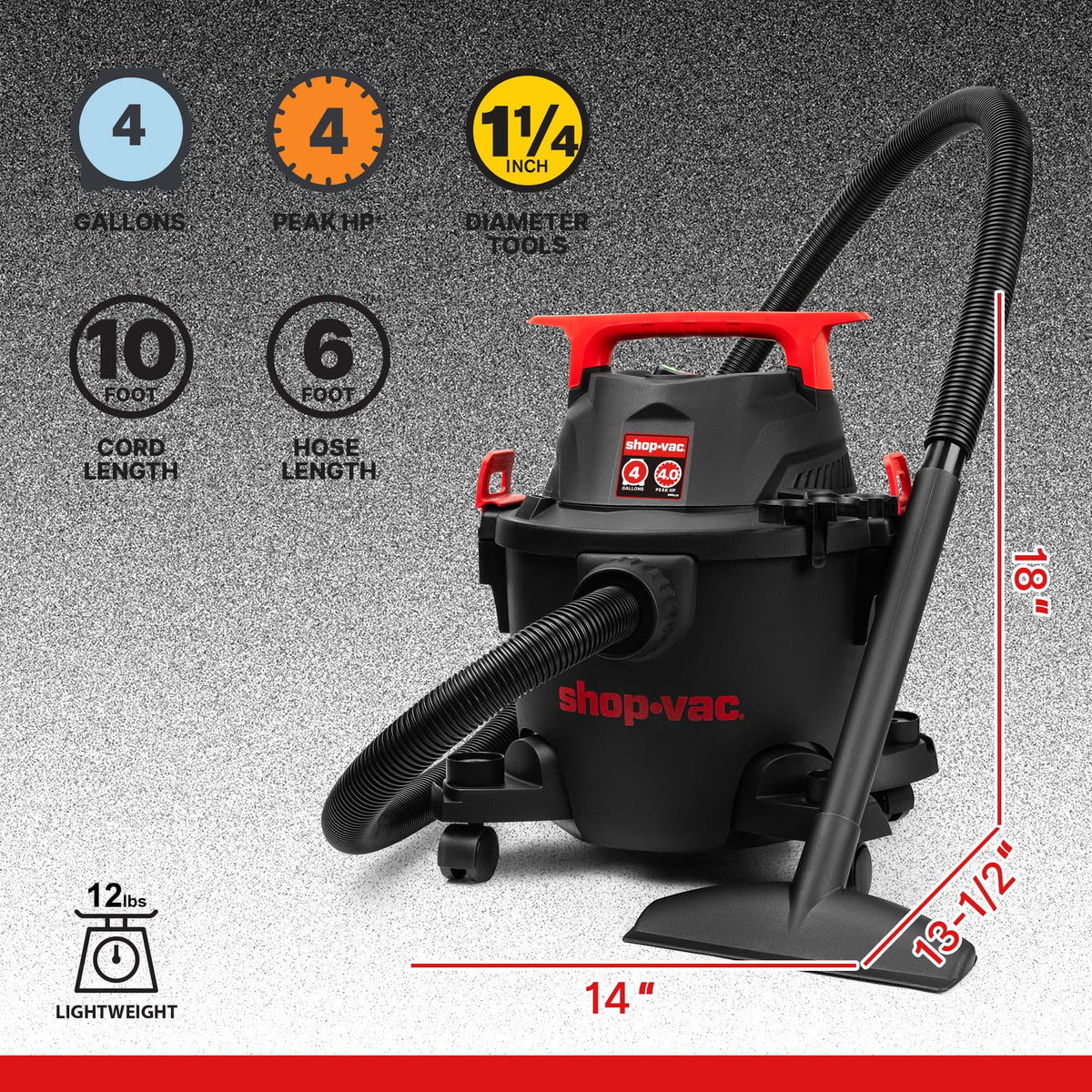 Shop-Vac 5430112 six-foot hose extension enabling reach into corners