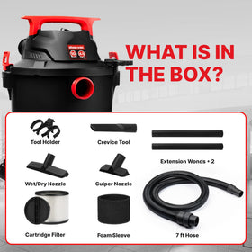 Shop-Vac 5430115 built-in cord and hose storage for organized setup.