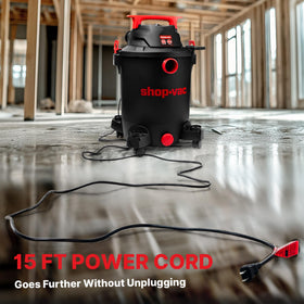 Shop-Vac 5430115 bottom drain outlet enables mess-free disposal.