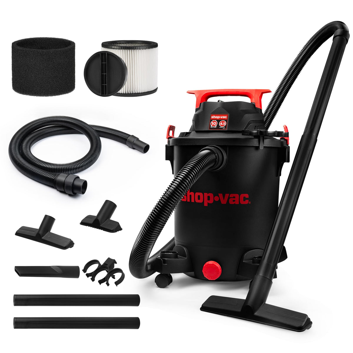 Shop-Vac 5430115 front view showing 10-gallon tank ready for heavy-duty cleanup.