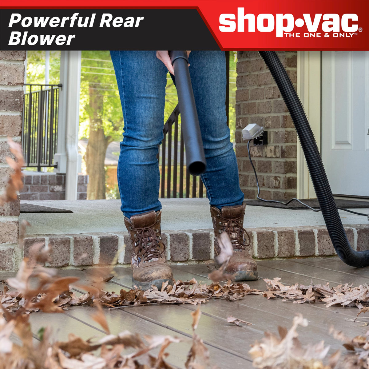 Shop-Vac rear blower port lets you blow debris from tight spots.