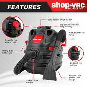 Shop-Vac 6.0 Peak HP motor delivers strong suction for wet and dry messes