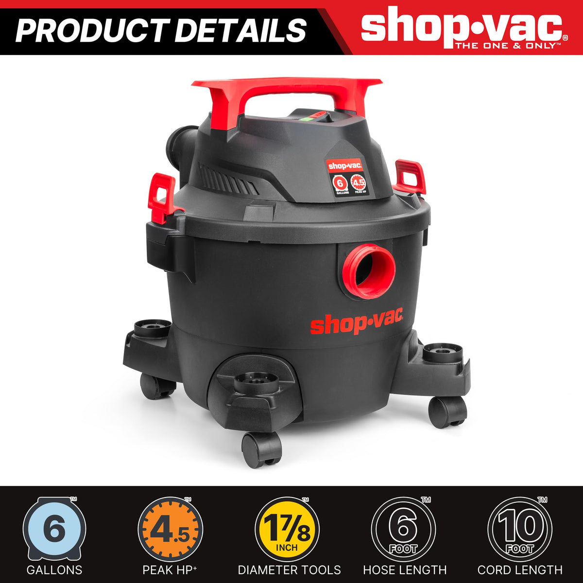 Shop-Vac 6-gallon tank highlights ample capacity for long cleaning sessions