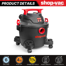 Shop-Vac 6-gallon tank highlights ample capacity for long cleaning sessions