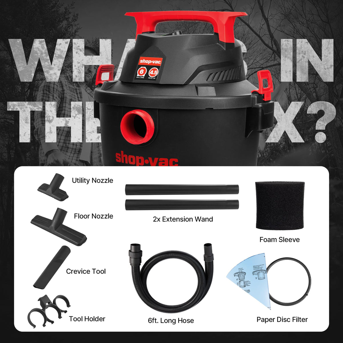 Shop-Vac hose and cord provide flexible, ready-to-use cleaning