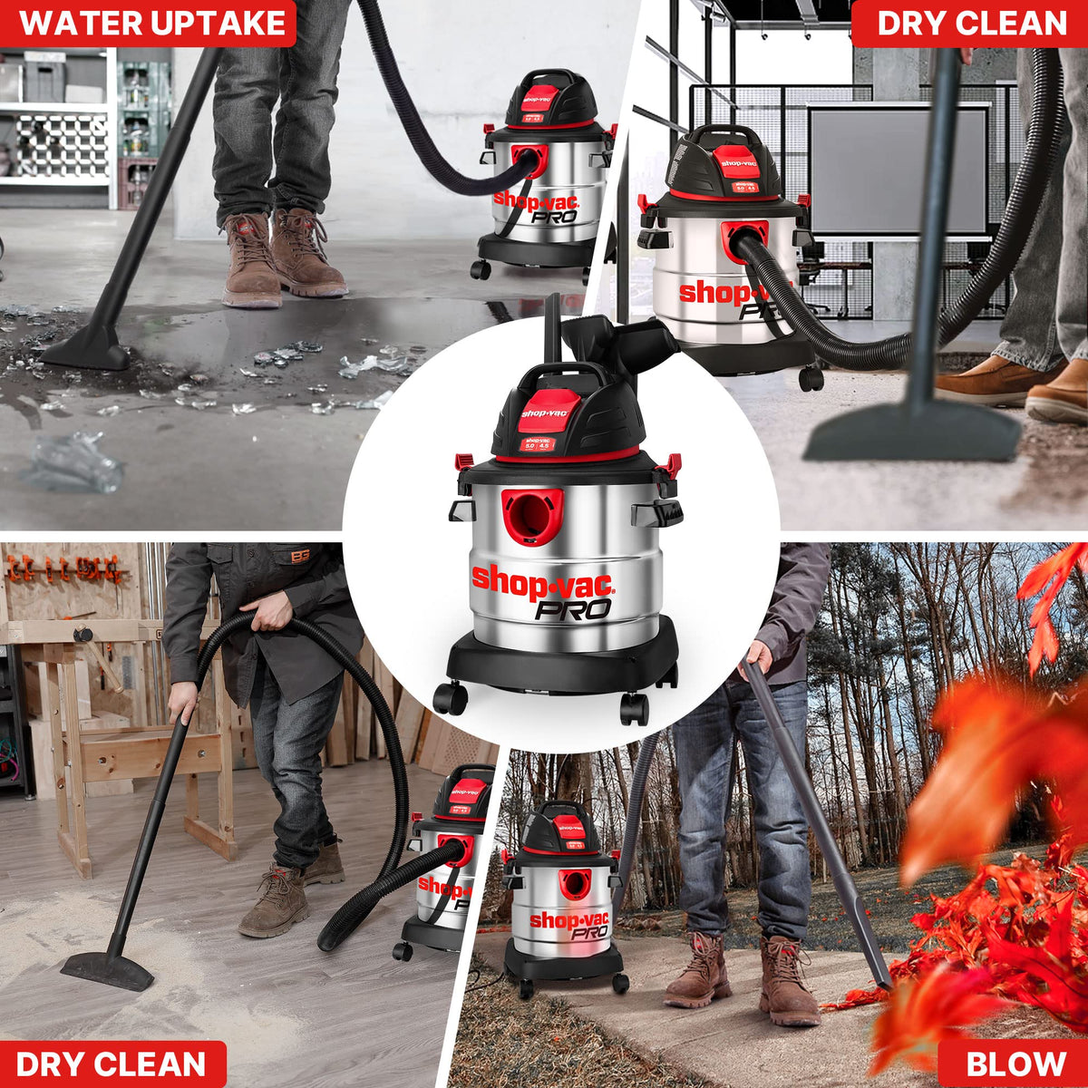 Shop-Vac 60 cfm air blower mode helps clear hard-to-reach messes