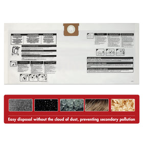 Shop-Vac 90663 easy-disposal bag reduces dust during bag change.