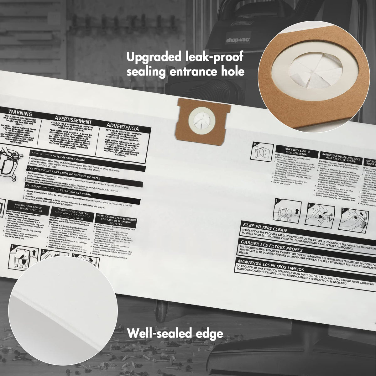 Shop-Vac 90663 lightweight disposal bag for quick, mess-free cleanup.