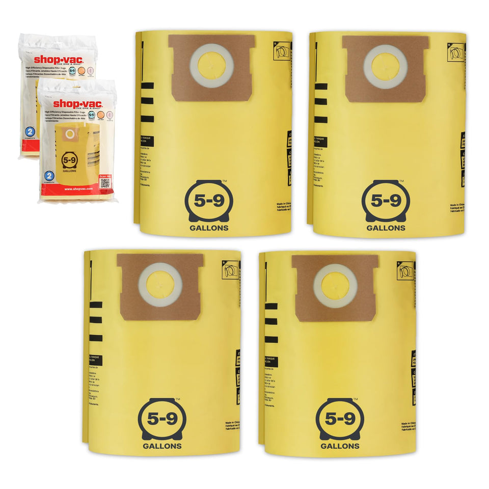 Shop-Vac 90671 Type H bag fits 5-9 gallon vacuums for clean disposal.