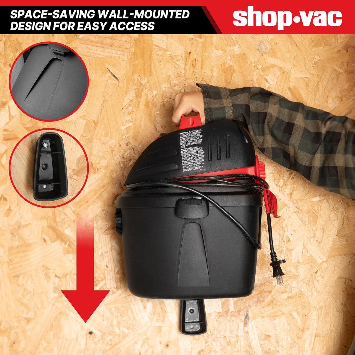 Shop-Vac 9303511 2.5 gallon tank captures wet and dry messes on the go.