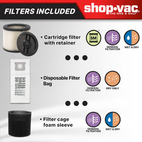 Shop-Vac 9522205 5.5 HP peak power for quick cleanup.