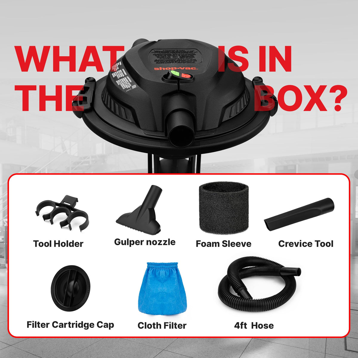 Shop-Vac blower port enables quick outdoor debris removal