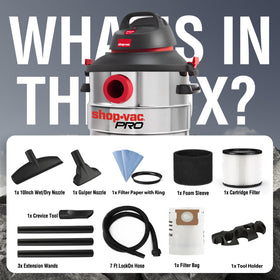 Shop-Vac top and side handles for easy lifting and transport