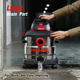 Shop-Vac caster system showing easy mobility around a workspace