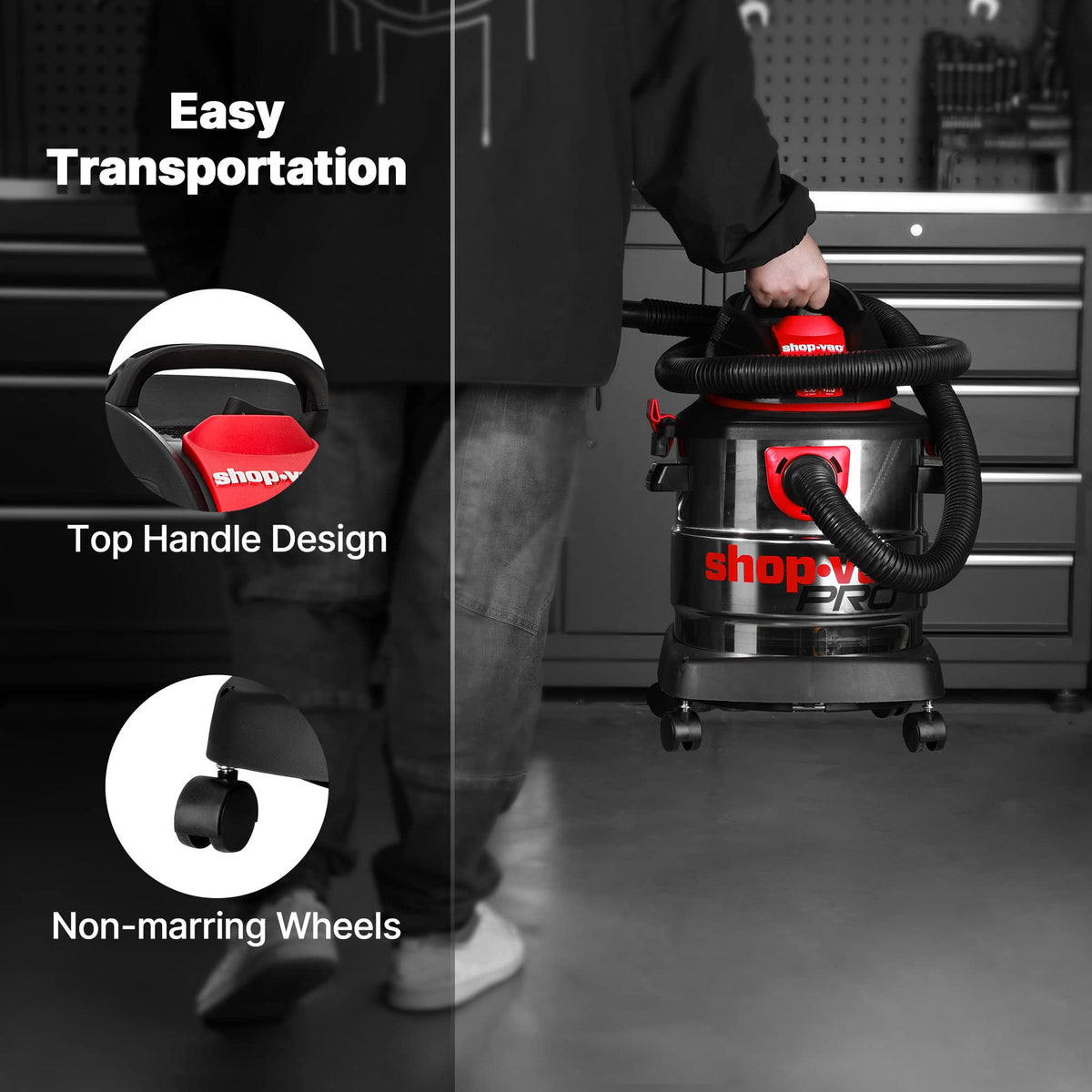 Shop-Vac included nozzle, crevice tool, brush, and filter setup