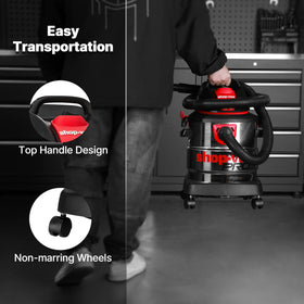 Shop-Vac included nozzle, crevice tool, brush, and filter setup