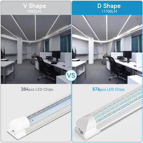 ShopLED 8ft LED shop light with D-shape design for wide distribution