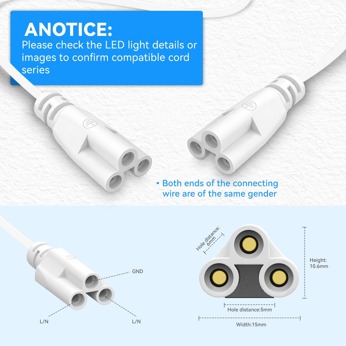 ShopLED double-ended tube link cable enabling seamless two-tube connections