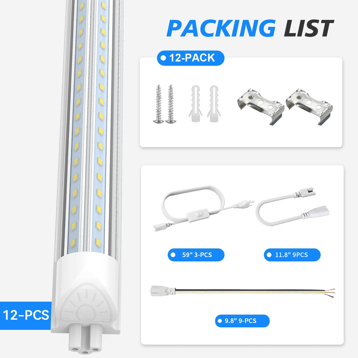 ShopLED easy-install kit with clips and screws for quick setup.