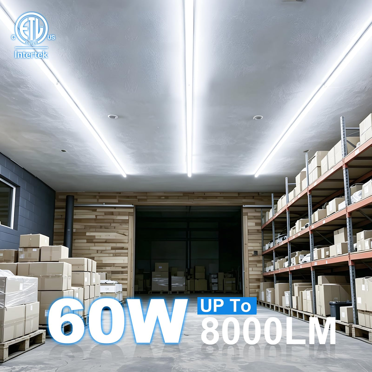 ShopLED V-shape beam highlights broad workspace illumination.