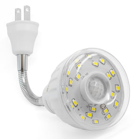 ShopN5 LED motion-activated night light plugged into outlet illuminates hallway