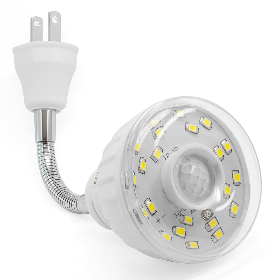 ShopN5 LED motion-activated night light plugged into outlet illuminates hallway