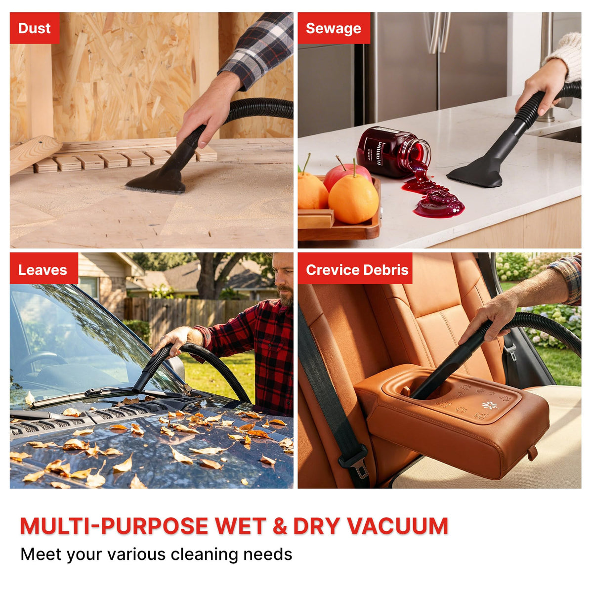 Shop-Vac in a garage or car setting for multi-surface cleaning.