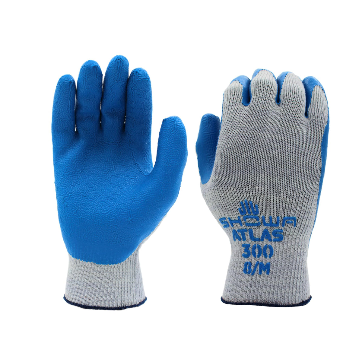 Showa Atlas 300 palm with crinkle grip for secure handling on wet or dry surfaces.