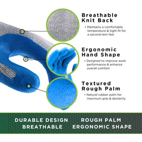 SHOWA Atlas 300 natural latex palm provides durable protection during masonry and heavy-duty work.