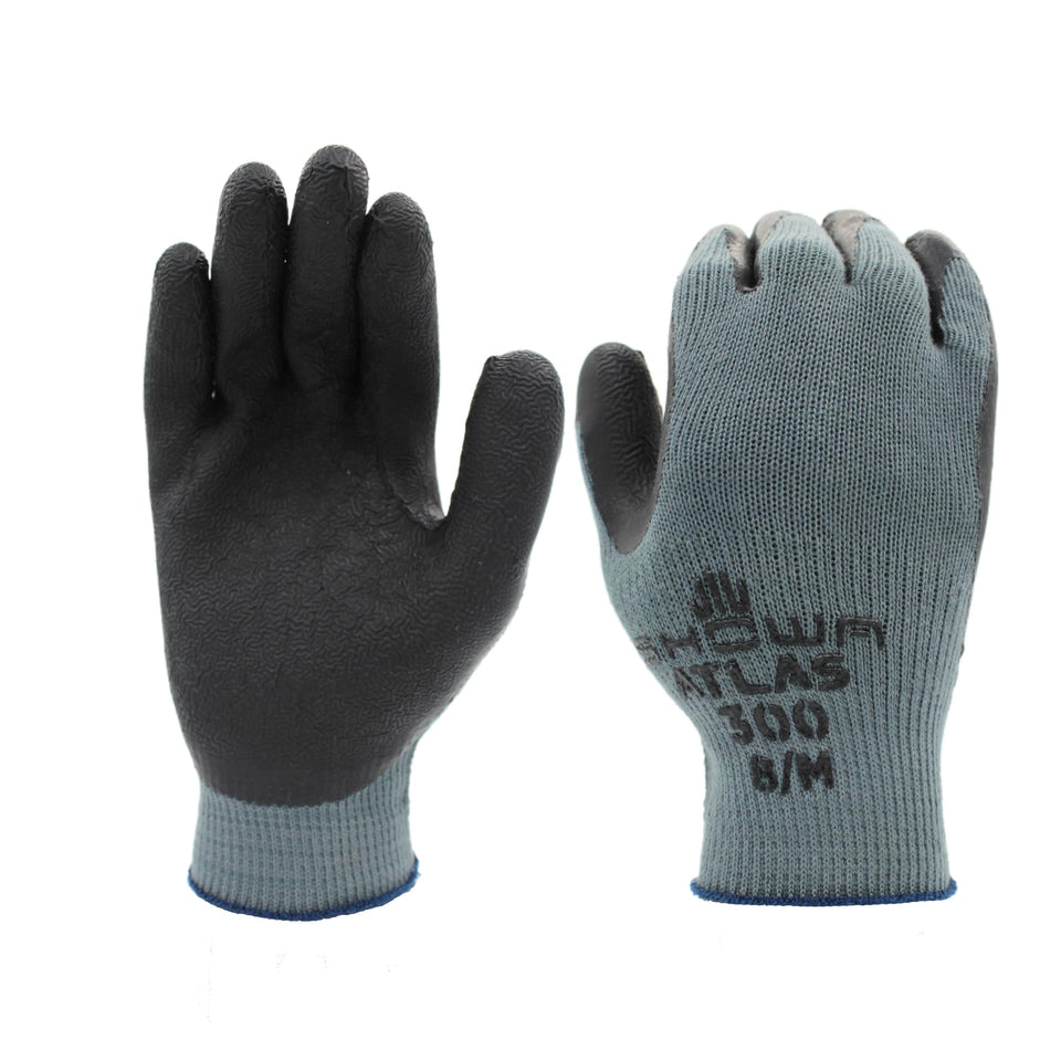 SHOWA Atlas 300B crinkle-grip glove palm provides solid traction on wet surfaces.