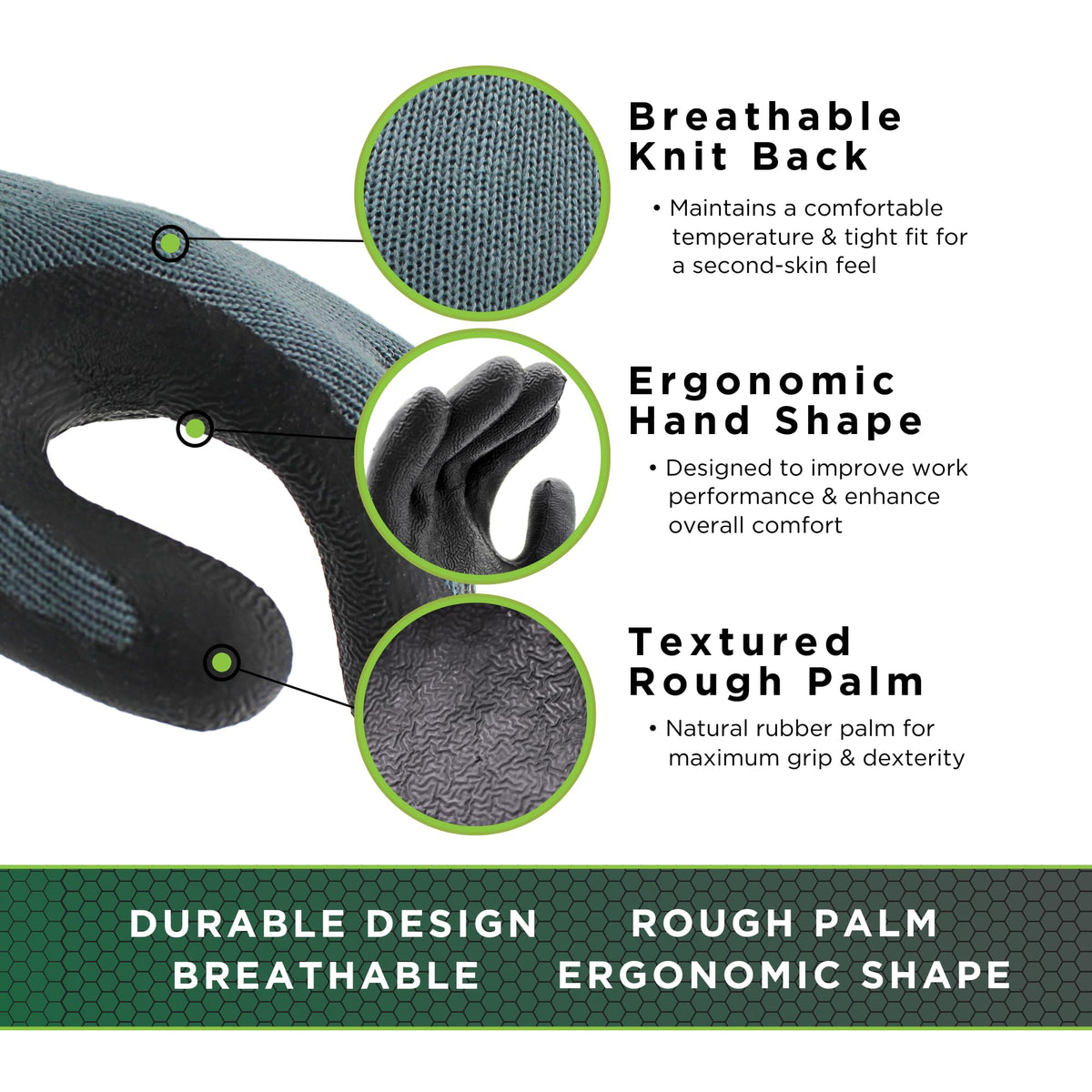 SHOWA Atlas 300B open-back design improves airflow for cool, comfortable wear.