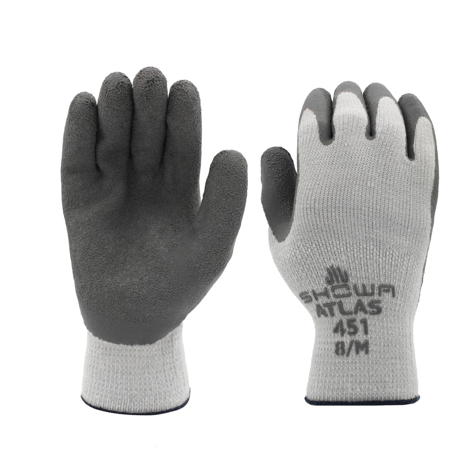 SHOWA Atlas 451 glove with natural rubber palm coating for durable grip.