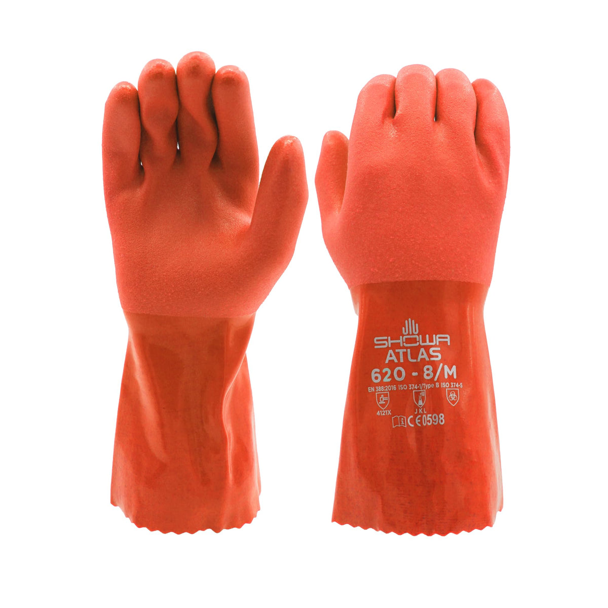 SHOWA Atlas 620 gloves with rough grip for secure handling in wet or dry conditions.