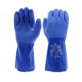 SHOWA Atlas 660 gloves with triple-dipped PVC coating for chemical protection and dexterity.