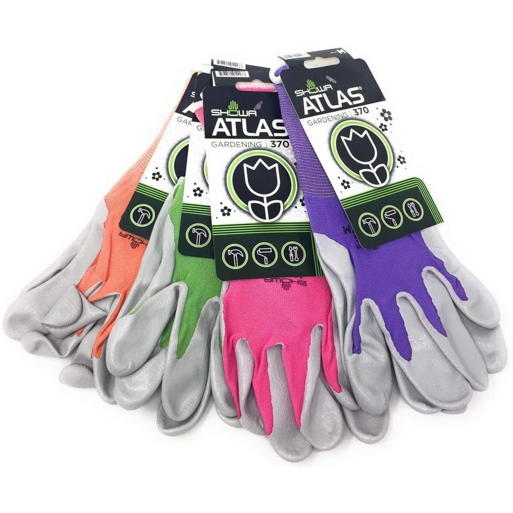 SHOWA Atlas NT370 palm nitrile coating for precise grip in gardening tasks