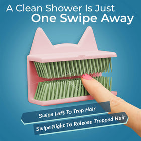 Shower Cat hair catcher with 3M adhesive attaches firmly to surfaces and stays put
