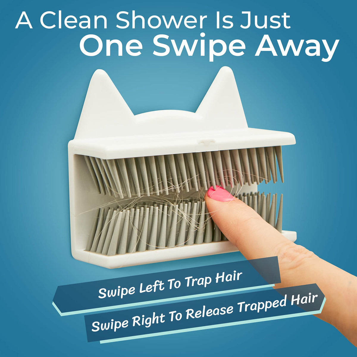 Shower Cat hair trap on wall prevents hair from reaching the drain