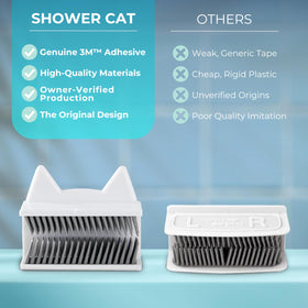 Shower Cat catches hair before it enters the drain to reduce clogs