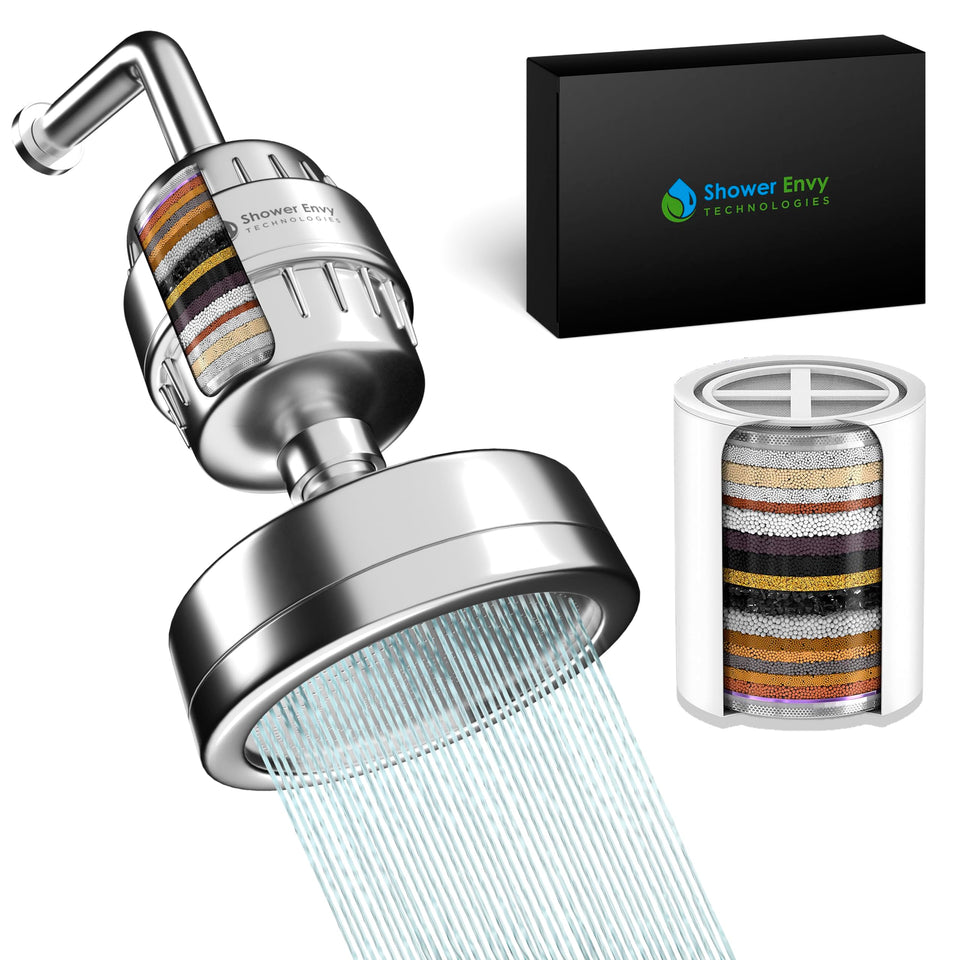 ShowerEnvy 15-stage filter system purifies water for healthier skin and hair