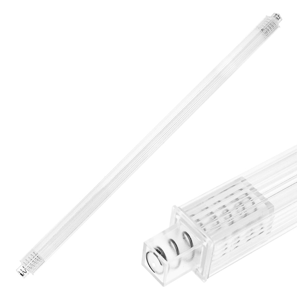 Showingo 24-inch clear towel bar seen from the front with a sleek, unobtrusive profile and clean lines.