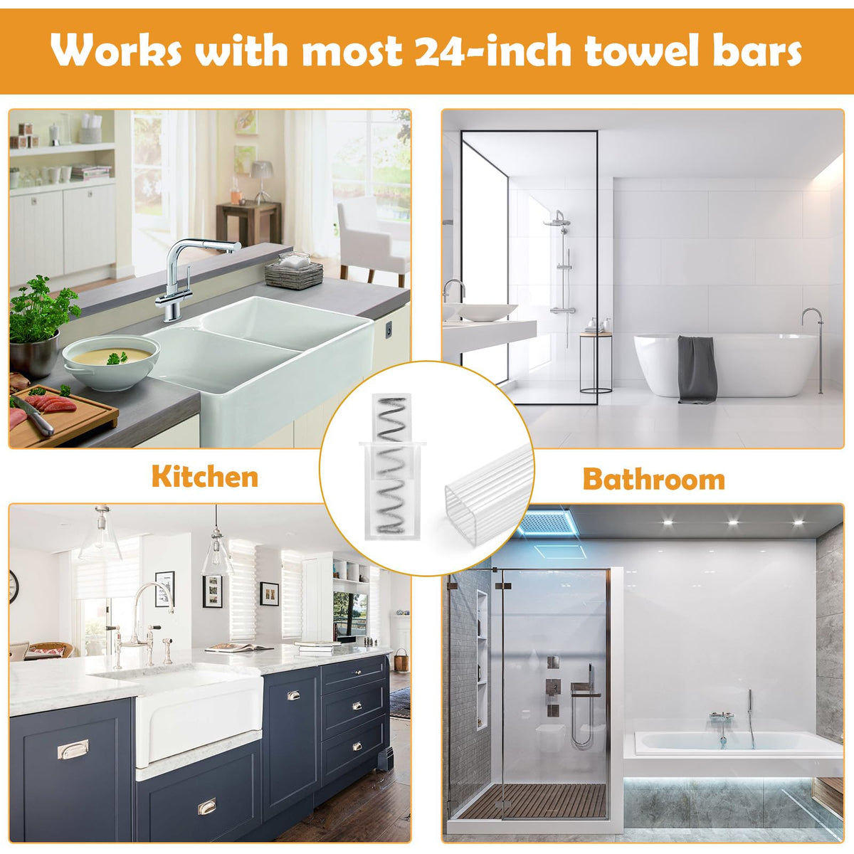 Showingo towel bar in a bathroom or kitchen setting, showcasing organized storage design.