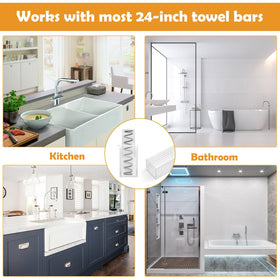 Showingo towel bar in a bathroom or kitchen setting, showcasing organized storage design.