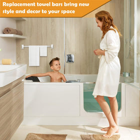 Durable plastic wall mount and polished surface of the Showingo towel bar.