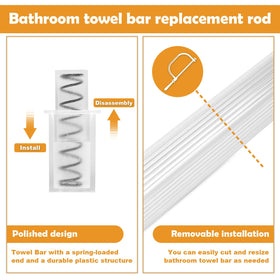 Close-up of Showingo towel bar ends showing spring-loaded mechanism for installation.
