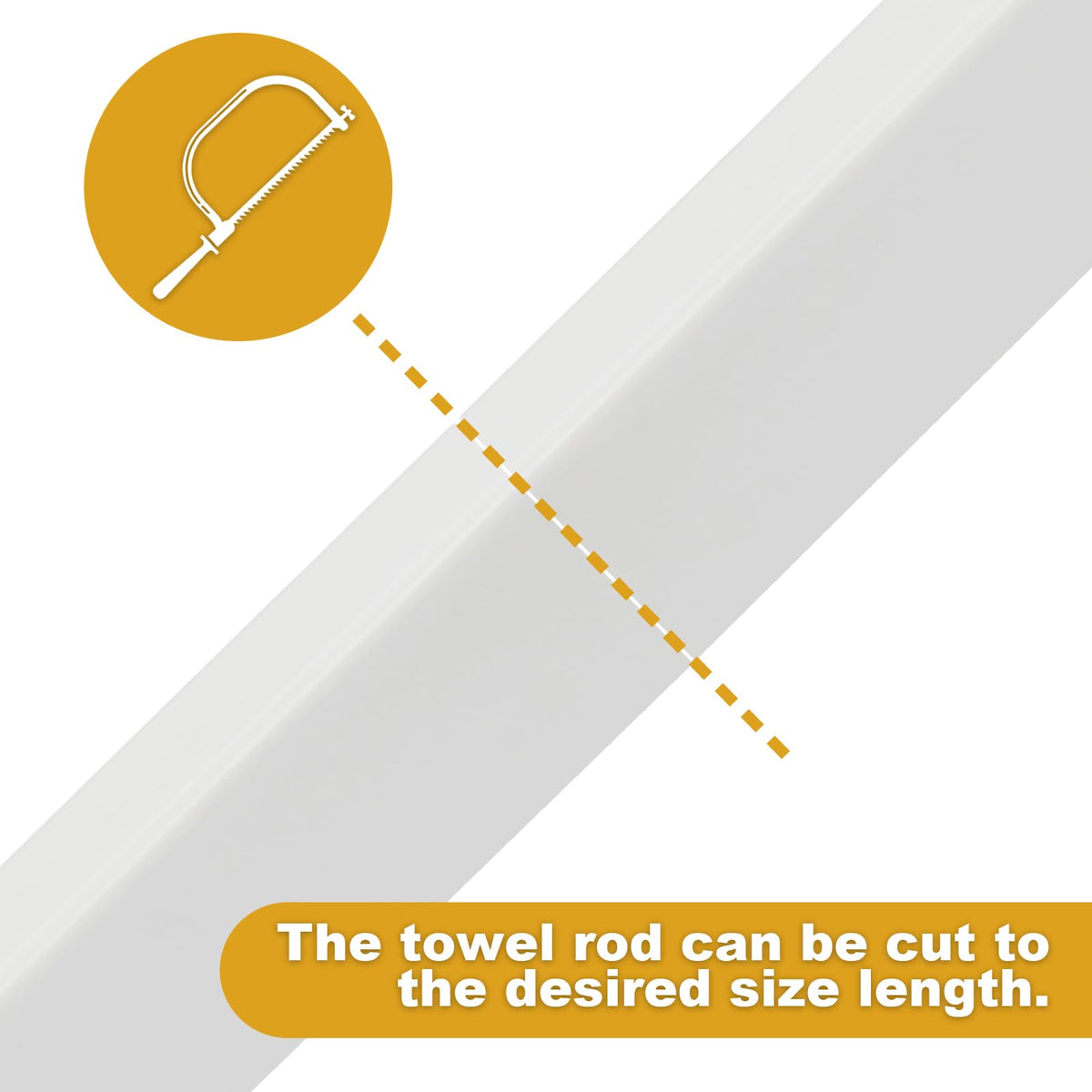 Showingo towel bar replacement rod cuttable length adapts to your space.